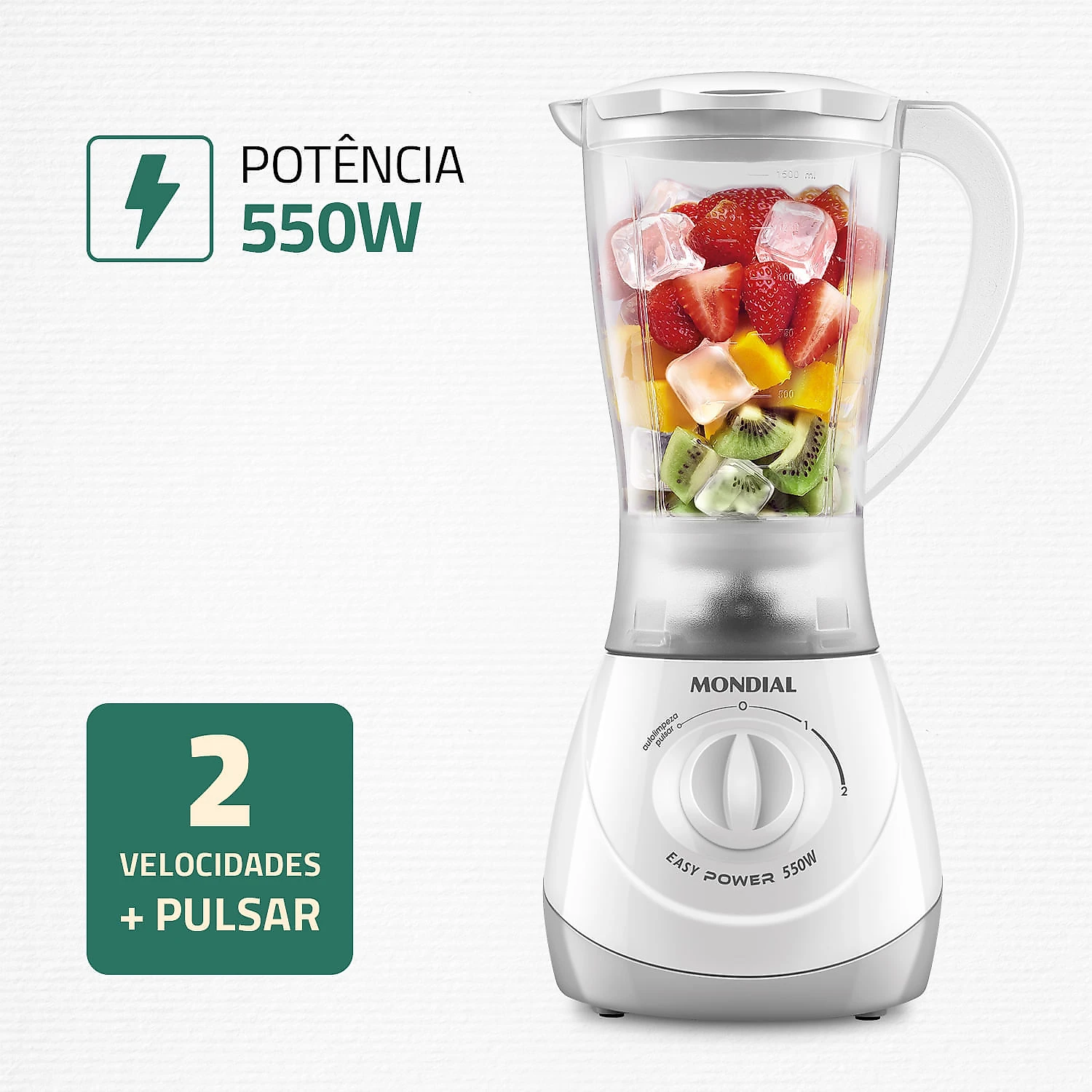Miniatura Liquidificador Mondial 1,5L Easy Power 550W L-550-W LIQUIDIFICADOR L-550-W 127V/60HZ .