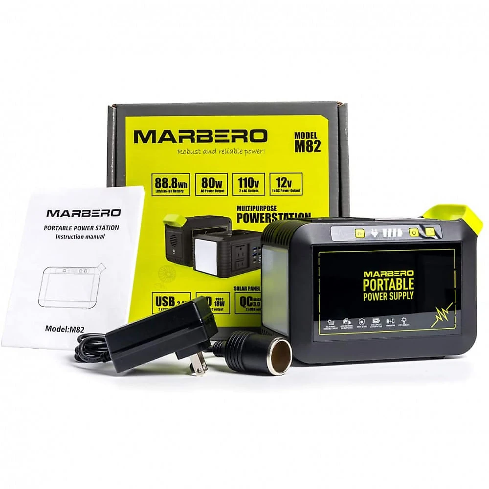 MARBERO Gerador de Energia Solar Portátil 24000mAh á Bateria d e Lítio 110V80W Pico 120W