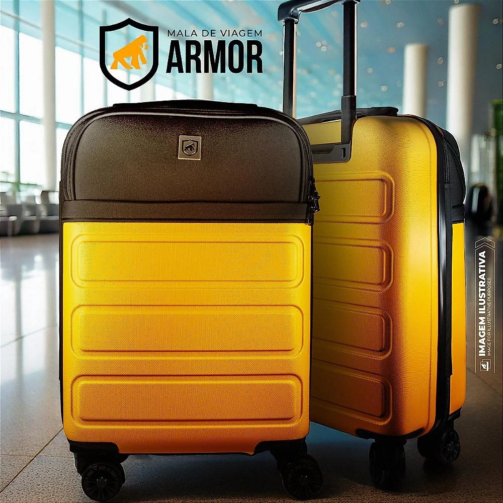 Mala de Viagem Armor com Rodas 360° - Pequena - Amarela - Gshield