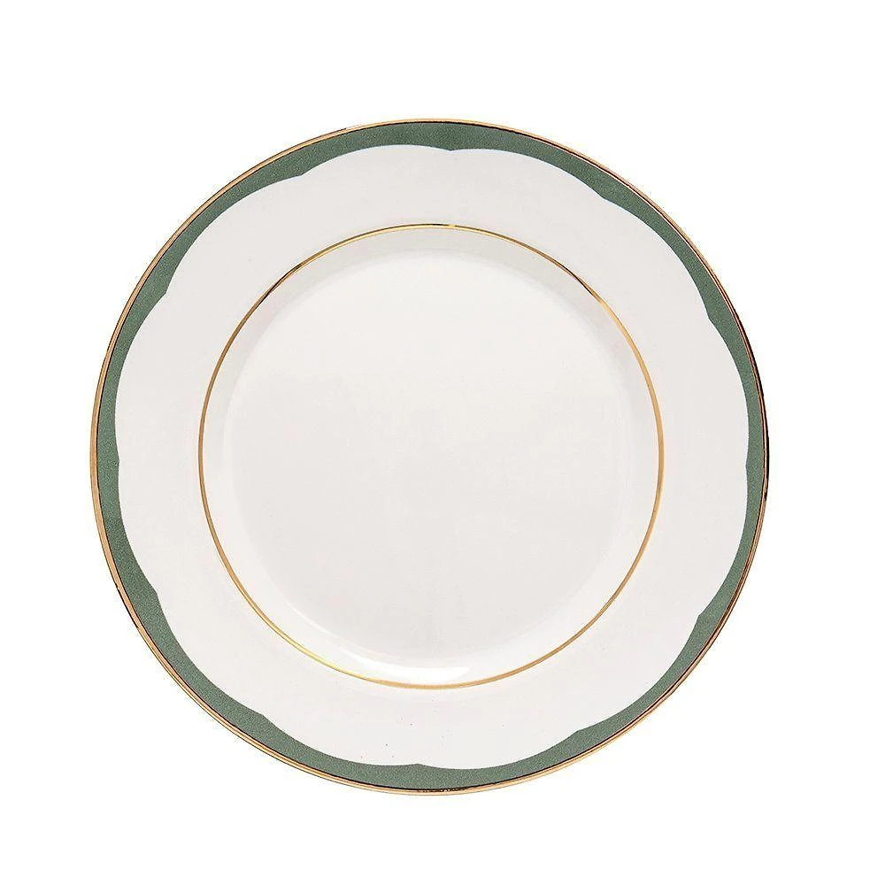 Prato Raso Copa E Cia Aquarelle Em Cerâmica Filetado Ouro Olive
