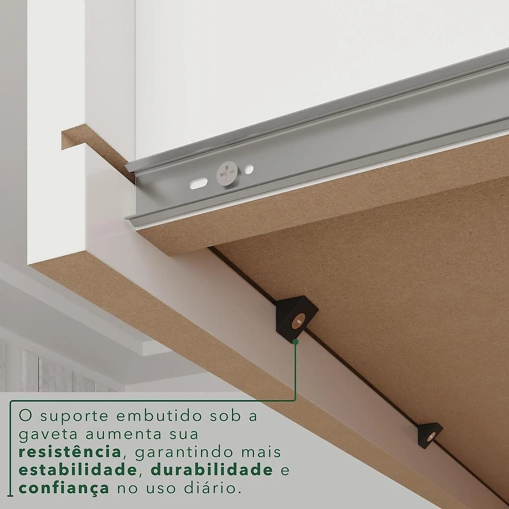 Guarda-Roupa Casal com Espelho 6 Portas 2 Gavetas França Branco