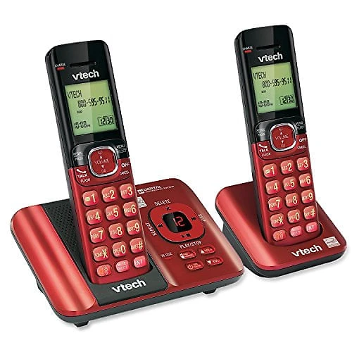 VTech Telefone sem Fio c identificador de chamadas e chamada em espera 2 unidades vermelho