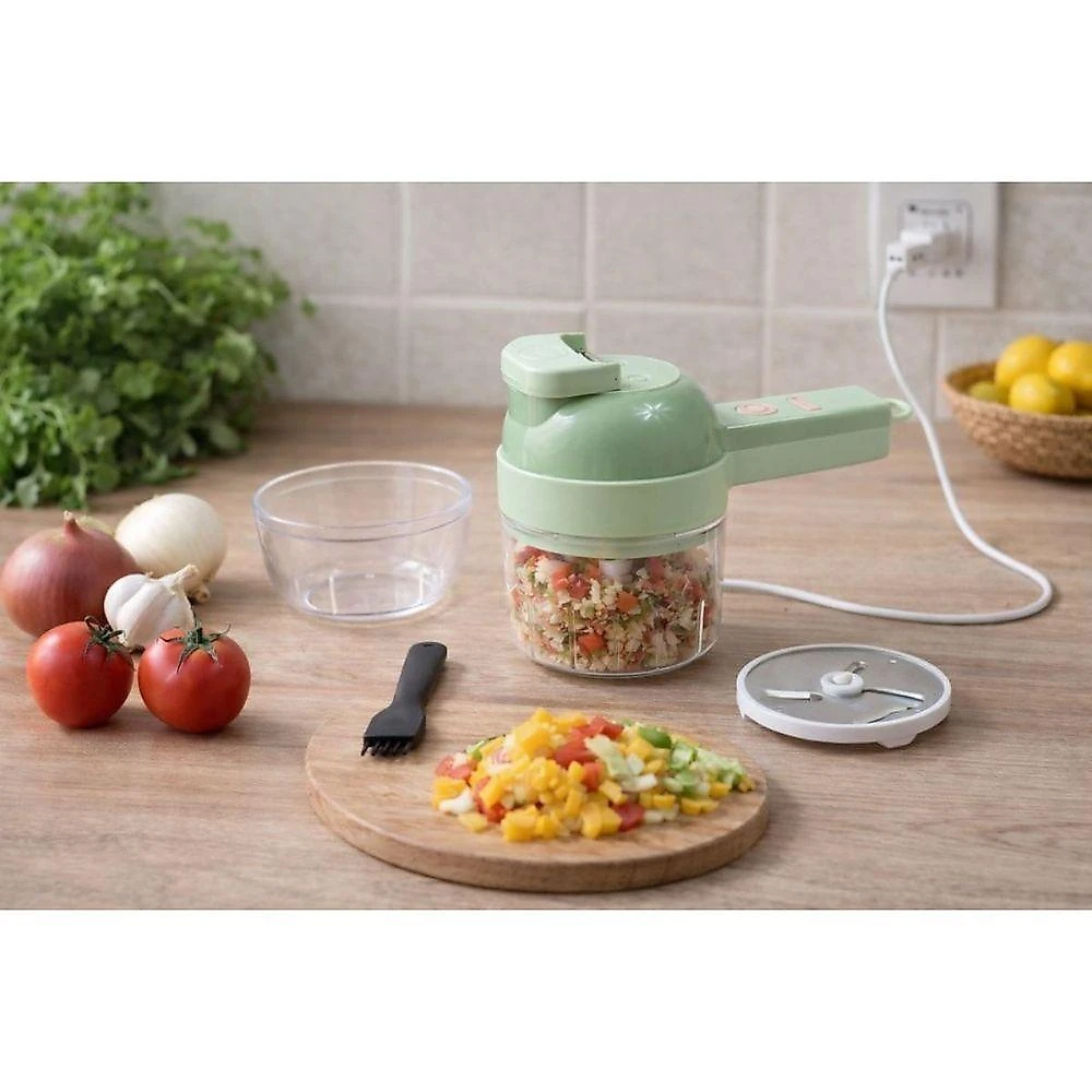 Mini Processador Elétrico Portátil Carisma Triturador e Cortador 4x1 Verde Usb