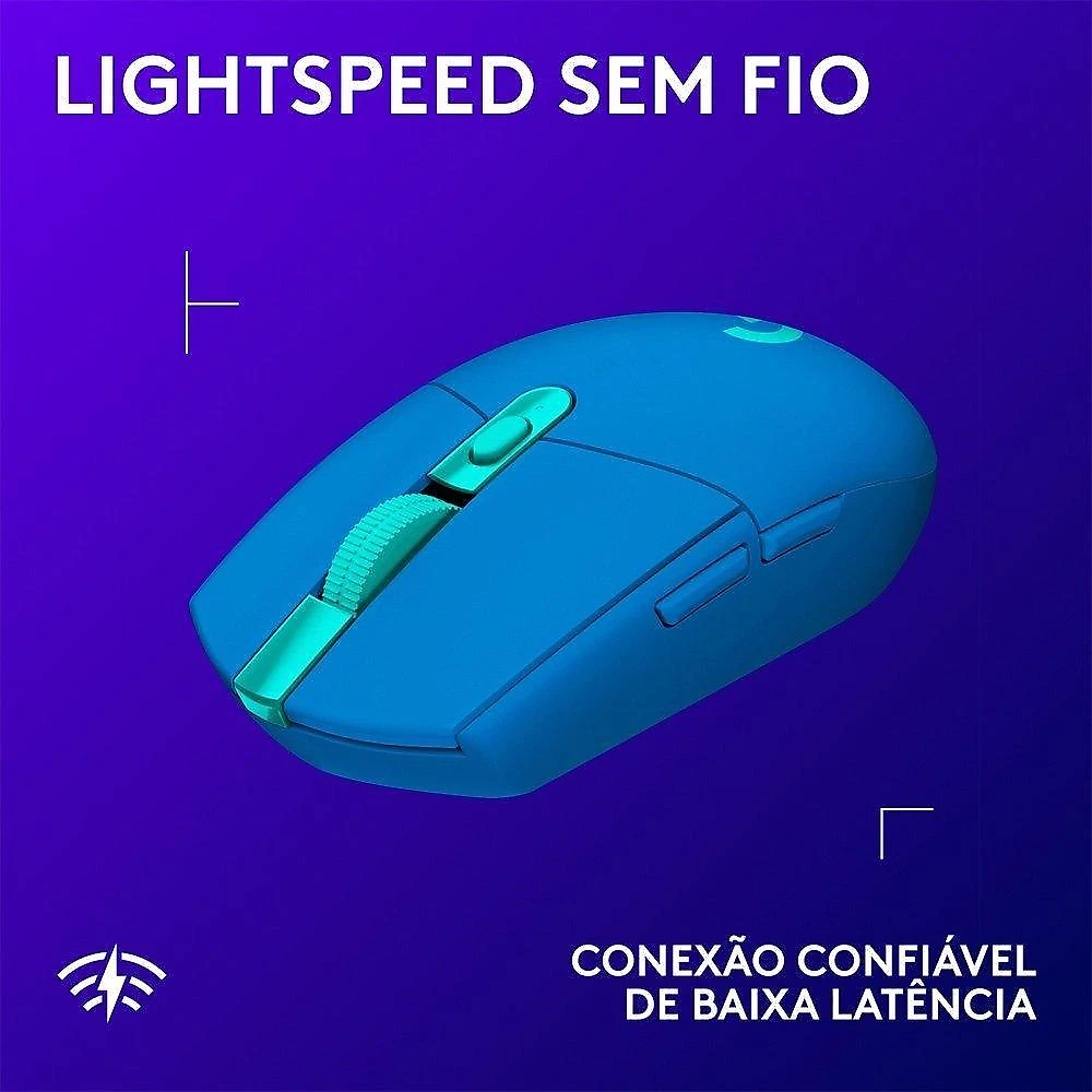 Mouse Gamer Sem Fio Logitech G305 LIGHTSPEED com 6 Botões Programáveis e Até 12.000 DPI, Azul - 910-006013