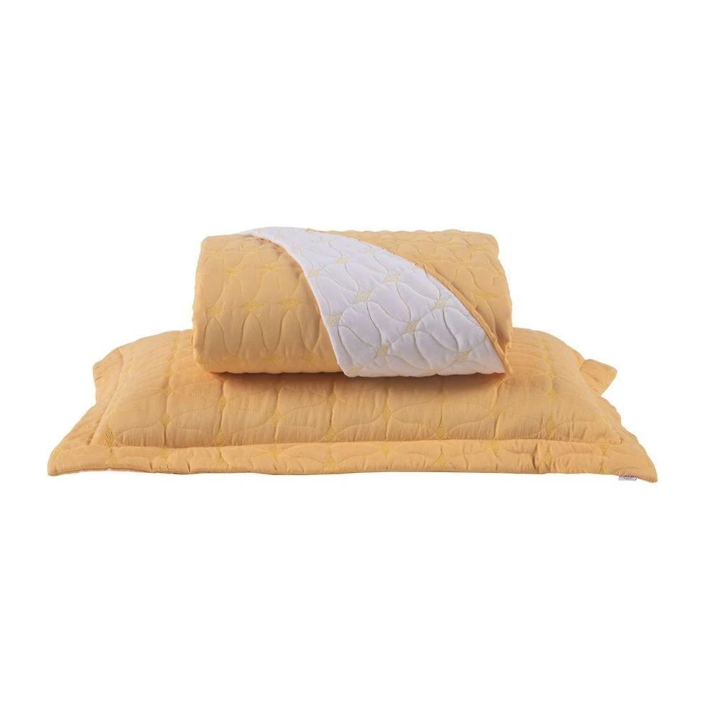 Cobre Leito 2 Peças Solteiro Percal 200 Fios Cristal 100% Poliéster - Amarelo
