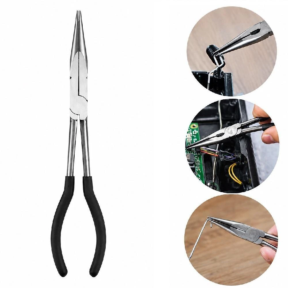 Alicate Bico Reto Extra Longo 11 Polegadas Aço Carbono Cabo PVC