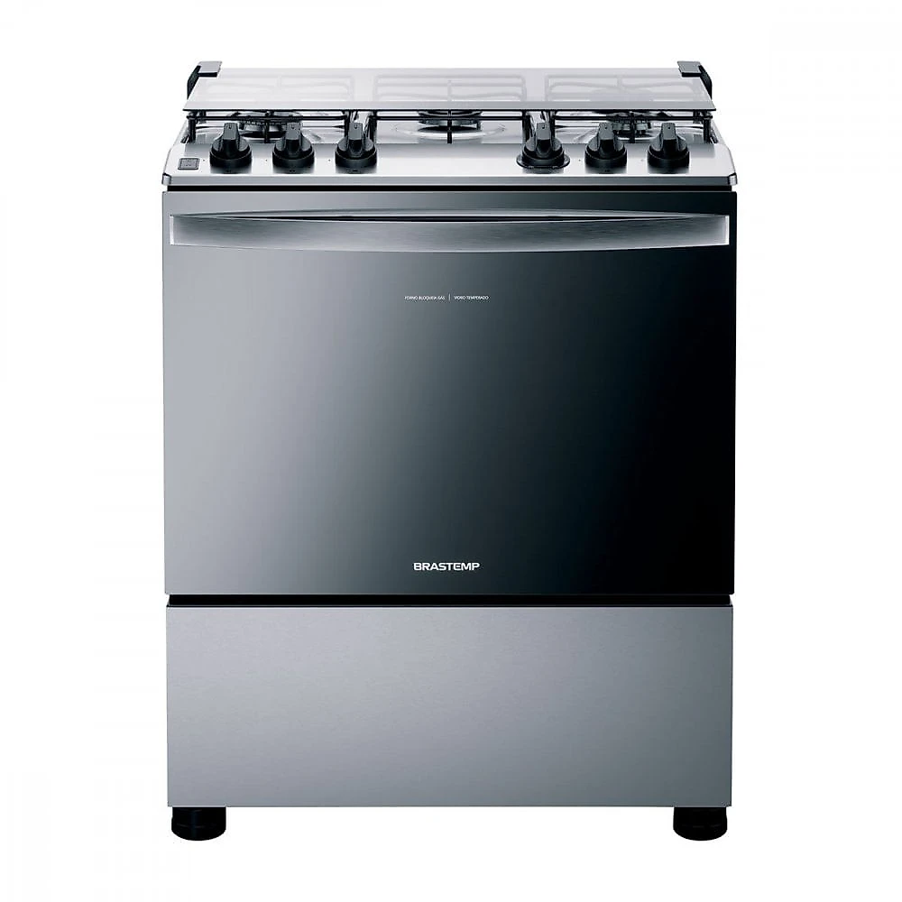 Fogão de Piso 5 Bocas Brastemp BFS5NCR com Acendimento Automático Inox - Bivolt