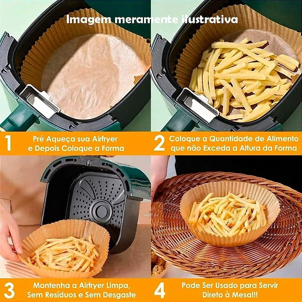 50 Unidades Formas Descartáveis Para Assar Cozinhar Antiaderente Para Airfryer Cores Sortidas