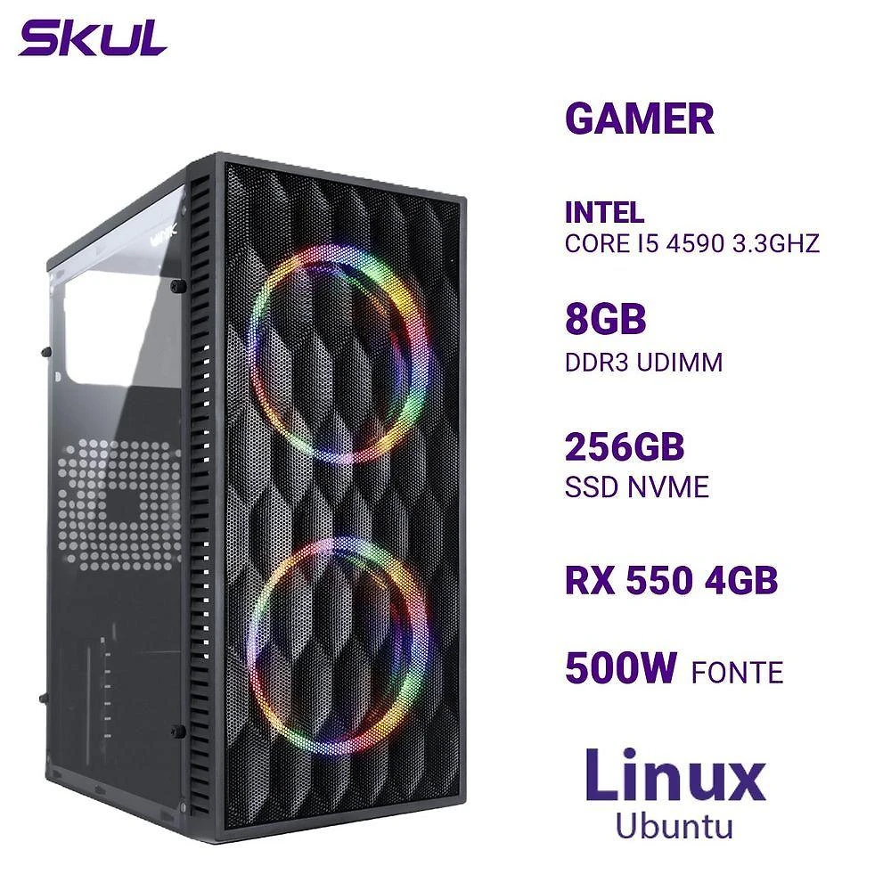 Computador 5000 Core I5 4590 3.3ghz Memoria 8gb Ddr3 Ssd 256gb Nvme Rx 550 4gb Fonte 500w Linux