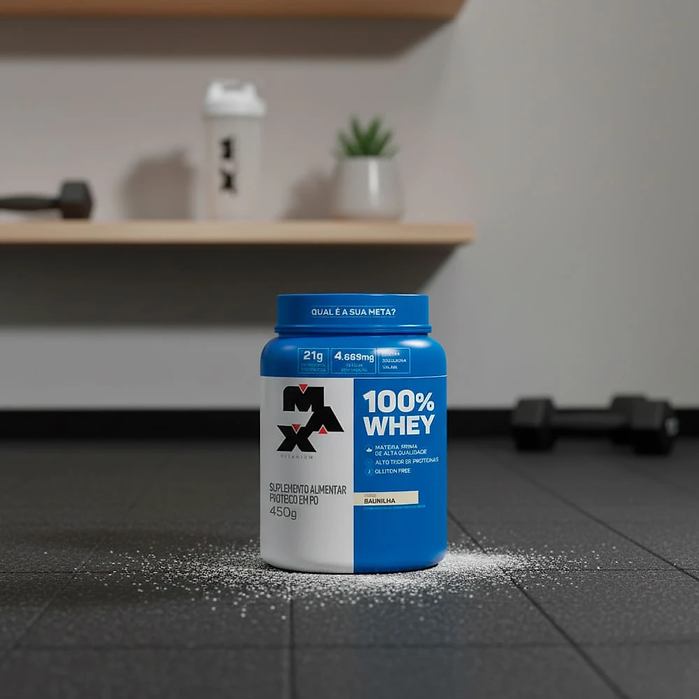 Miniatura Whey 100% Max Titanium Sabor Baunilha 450g