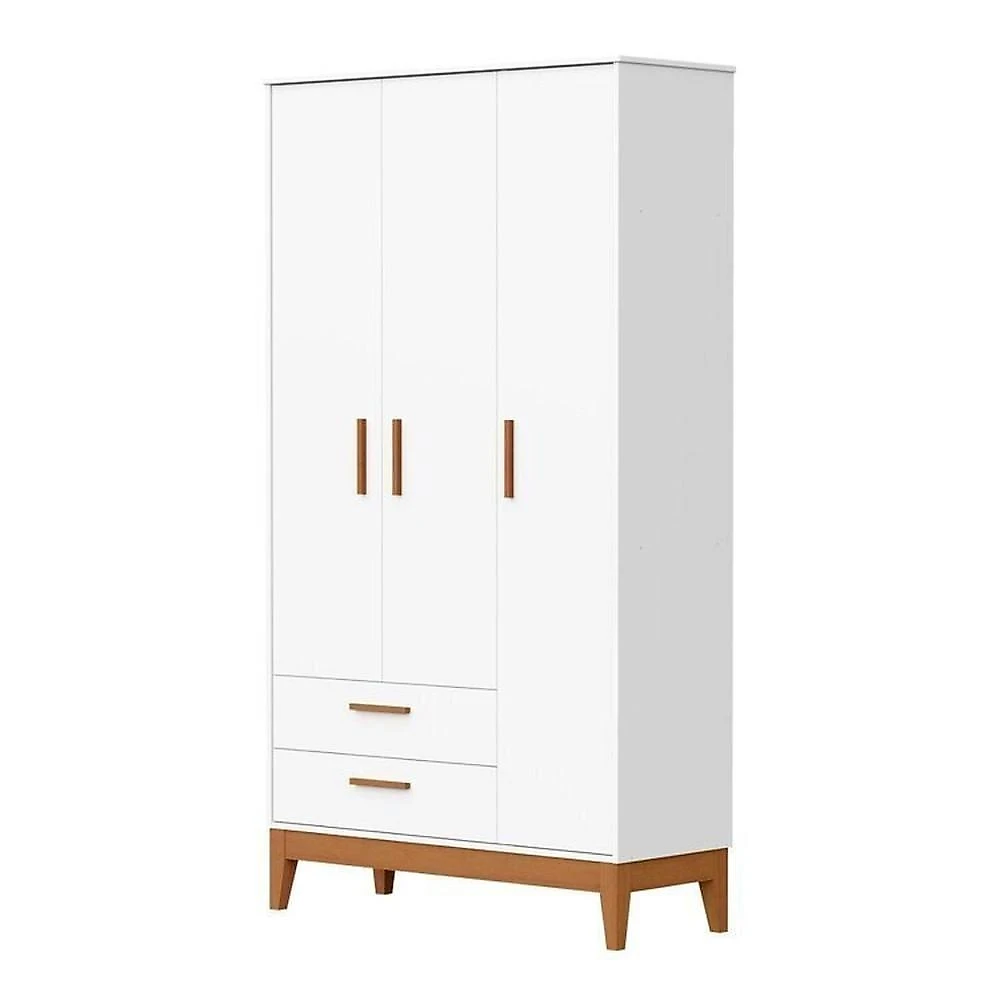 Quarto Completo Flip com Roupeiro 3 Portas Branco Fosco
