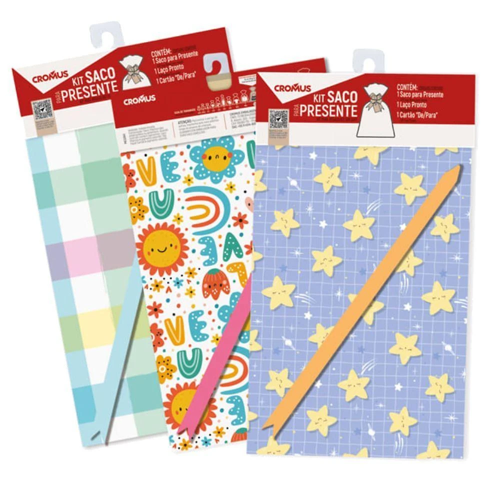 Kit Saco de Presente Bebe 25x37cm 1 Unidade Estampa Colorida Cromus
