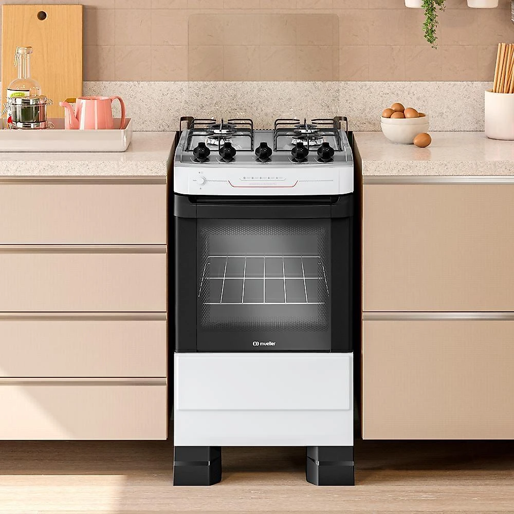 Fogão Mueller 4 Bocas Branco Com Acendimento Automático Total MFI4BF