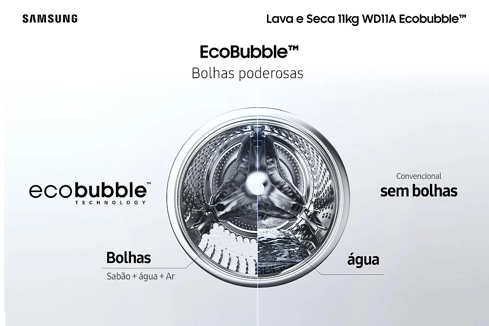 Lava e Seca Samsung Ecobubble 11kg Branca WD11A 127V