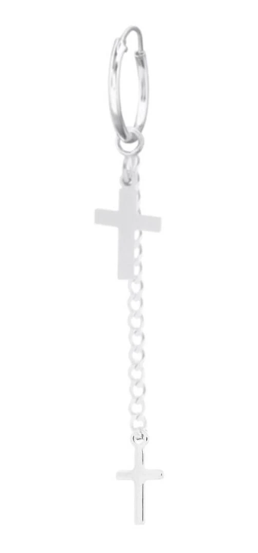Miniatura Bts Kpop Brinco Argola Masculina Com Corrente Prata 925