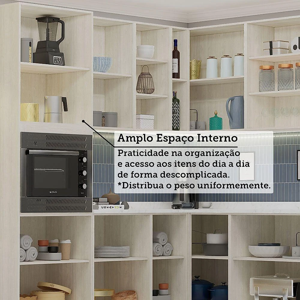 Cozinha Modulada Completa 10 Peças Com Tampo Art Luciane Móv Pátina-cinza Cristal