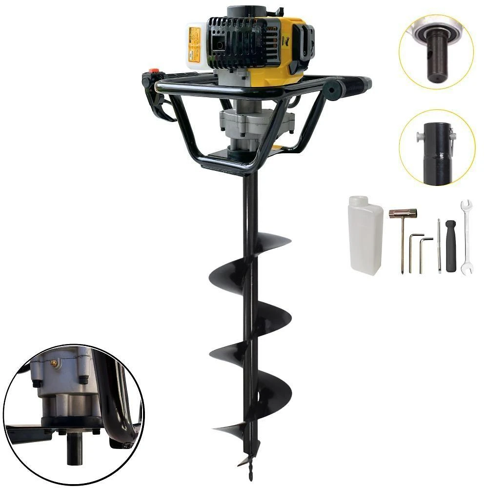 Perfurador de Solo PSL517 à Gasolina 51,7CC 1,8HP com Broca 80X20CM Amarelo Lynus