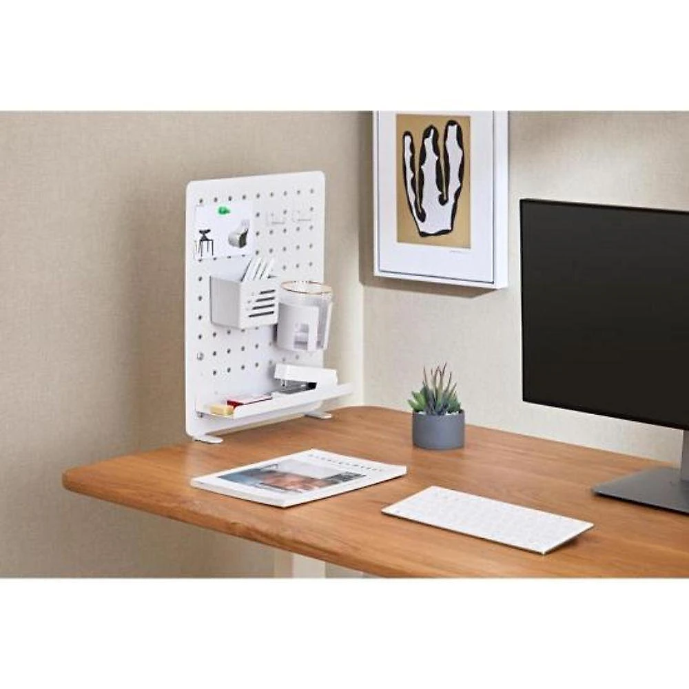 Painel Organizador Grid Space Office com Pegboard e Kit de Acessórios Branco Fortrek