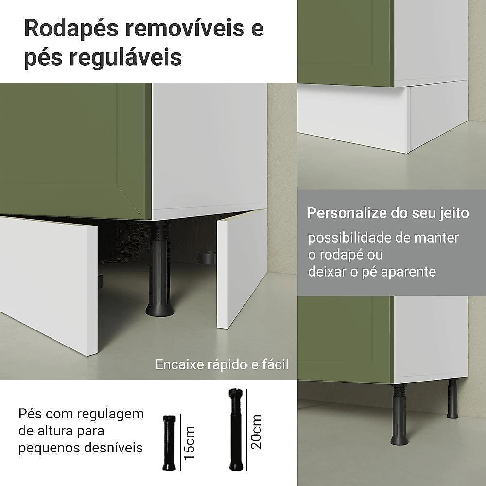 Torre Quente 60 Cm 1 Porta 3 Gavetas Branco/verde Vik Madesa Branco/verde