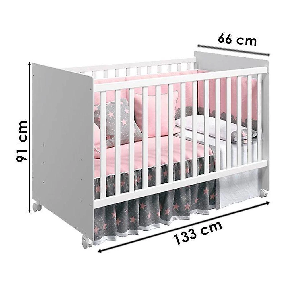 Quarto De Bebê Americano 6 Portas Com Berço Nacional Mel Branco Acetinado - Reller - Henn E Colchão Gazin.
