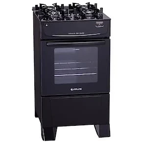 Miniatura Fogão Atlas 4 Bocas Mônaco Top Glass com Mesa de Vidro e Acendimento Automático Bivolt – Preto