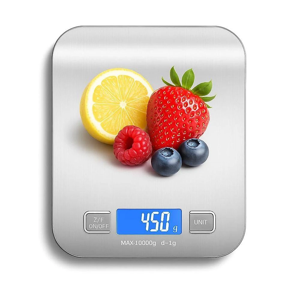 Balança de Cozinha Digital Premium em Inox com Alta Precisão 1g a 10kg para Alimentos Fit Prata