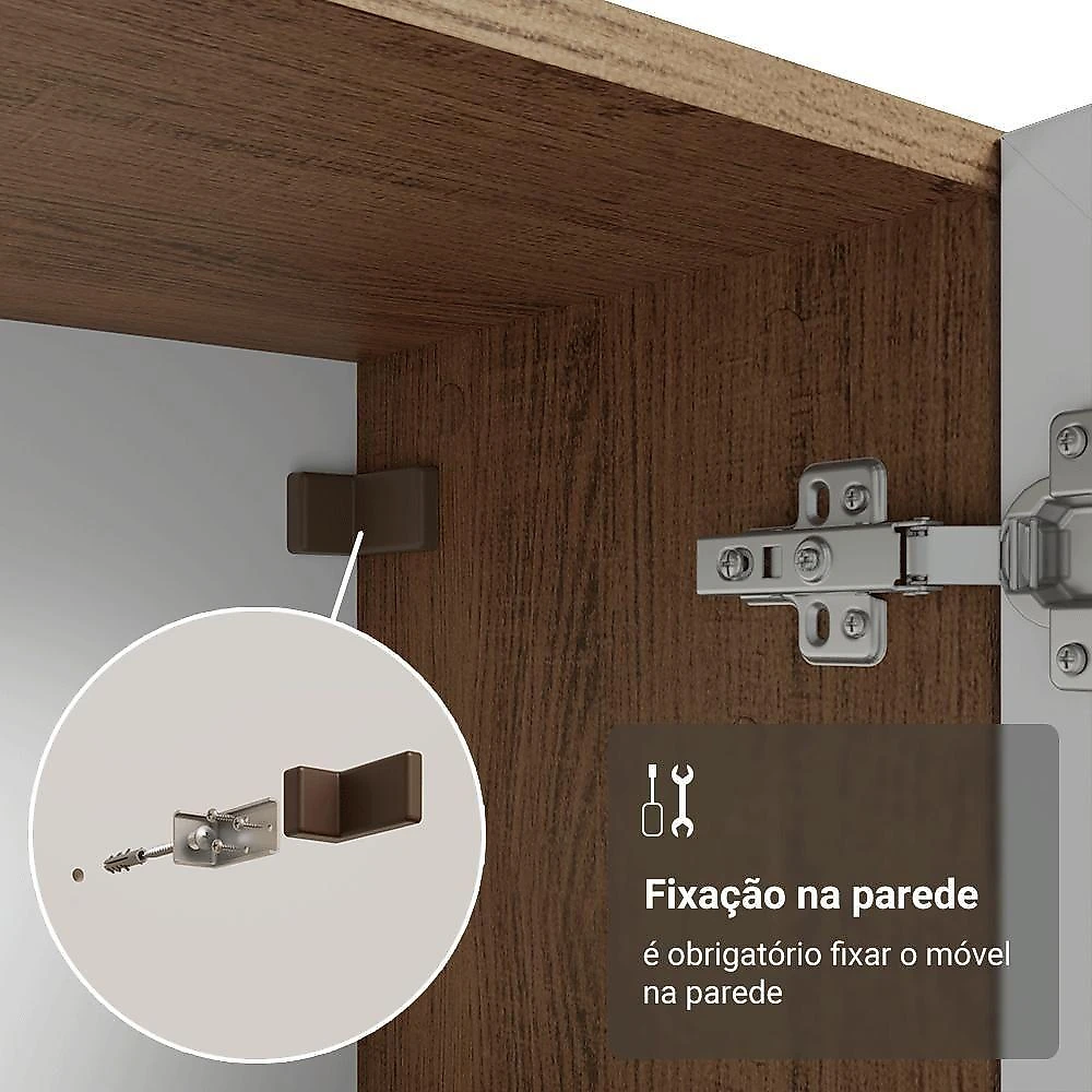 Cristaleira Suspensa 70 Cm 2 Portas De Vidro Rustic-branco Vik Madesa