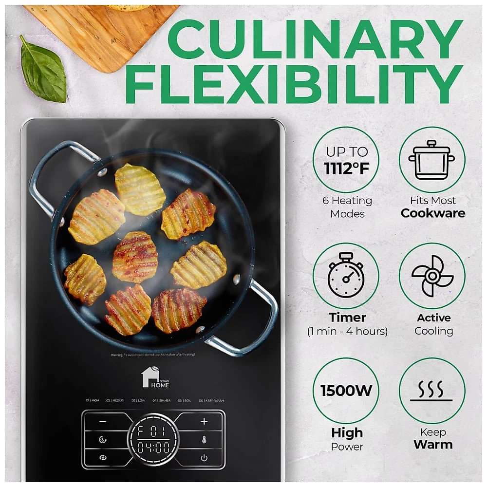 Cooktop Eltrico Porttil com 1 Queimador, Painel Digital, Desligamento Automtico e Temperatura Ajustvel, 110V 1500W, EconoHome, Preto 110v
