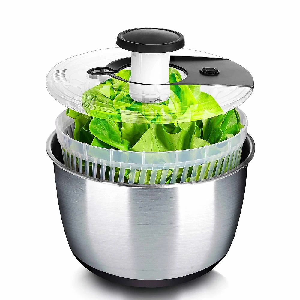 Centrífuga de salada 6l - ichef salad spinner preto e prata