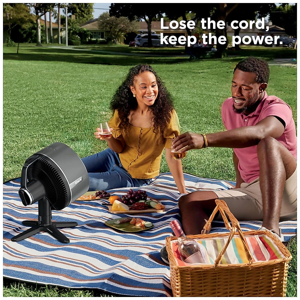 Ventilador Shark FlexBreeze TableMate portátil de mesa, indoor & outdoor, com fio e sem fio, cinza carvão, 110V
