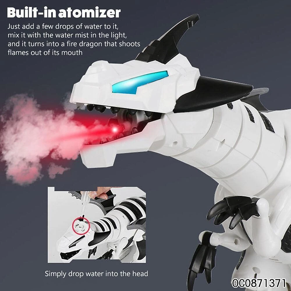 Dinossauro Robo Controle Remoto Gigante Dragao Solta Fumaca Interativo Som Luz Sensor Movimento