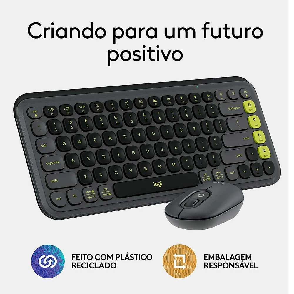 Teclado e Mouse Pop Icon Sem Fio Silencioso Easy-Switch Logitech