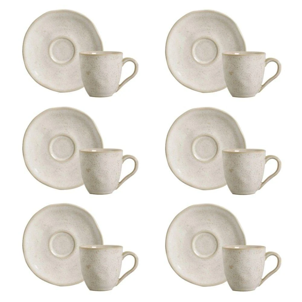 Conjunto De Xícara De Cafezinho Com Pires 06 Peças Orgânico Latte Porto Brasil