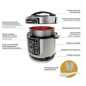Panela Elétrica de Pressão Britânia BPP05P 5L Revestimento Redstone 110V