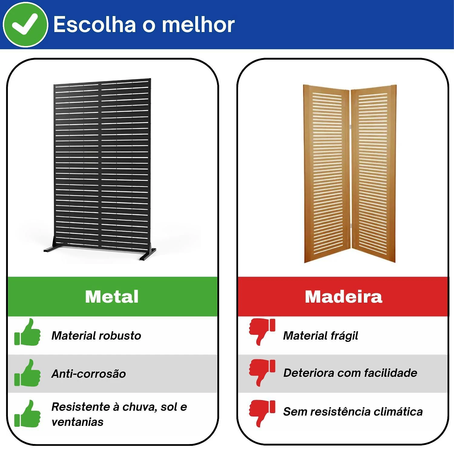 Miniatura Biombo Reto Linhas De Metal Interno/Externo 1,8X1,2Mt Preto