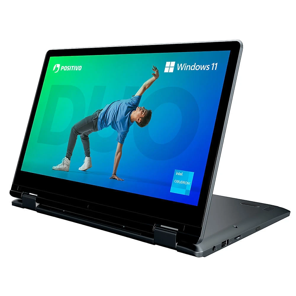 Notebook 2 em 1 Positivo Duo C4128E Intel® Celeron® N4500 Windows 11 Home 4GB RAM  128GB eMMC 11” LED HD IPS - Cinza