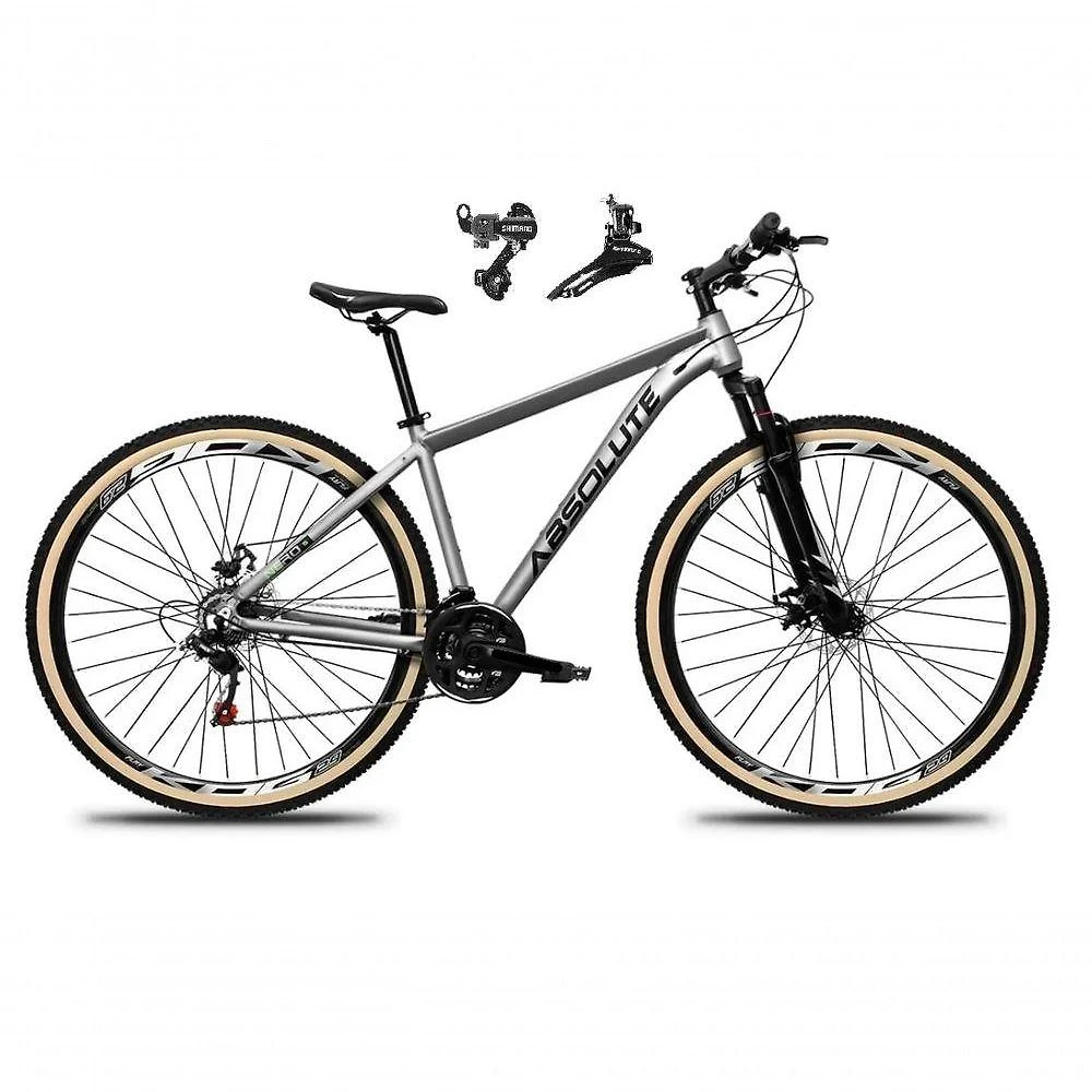 Bicicleta Aro 29 Absolute Nero 5 Alumínio 24v Câmbios Shimano Freio A Disco Mountain Bike Cinza 17