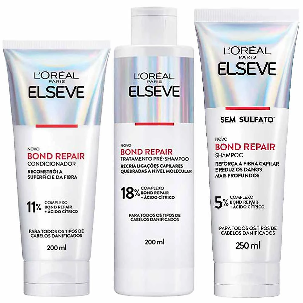 Kit elseve bond repair - pré shampoo + shampoo + condicionador