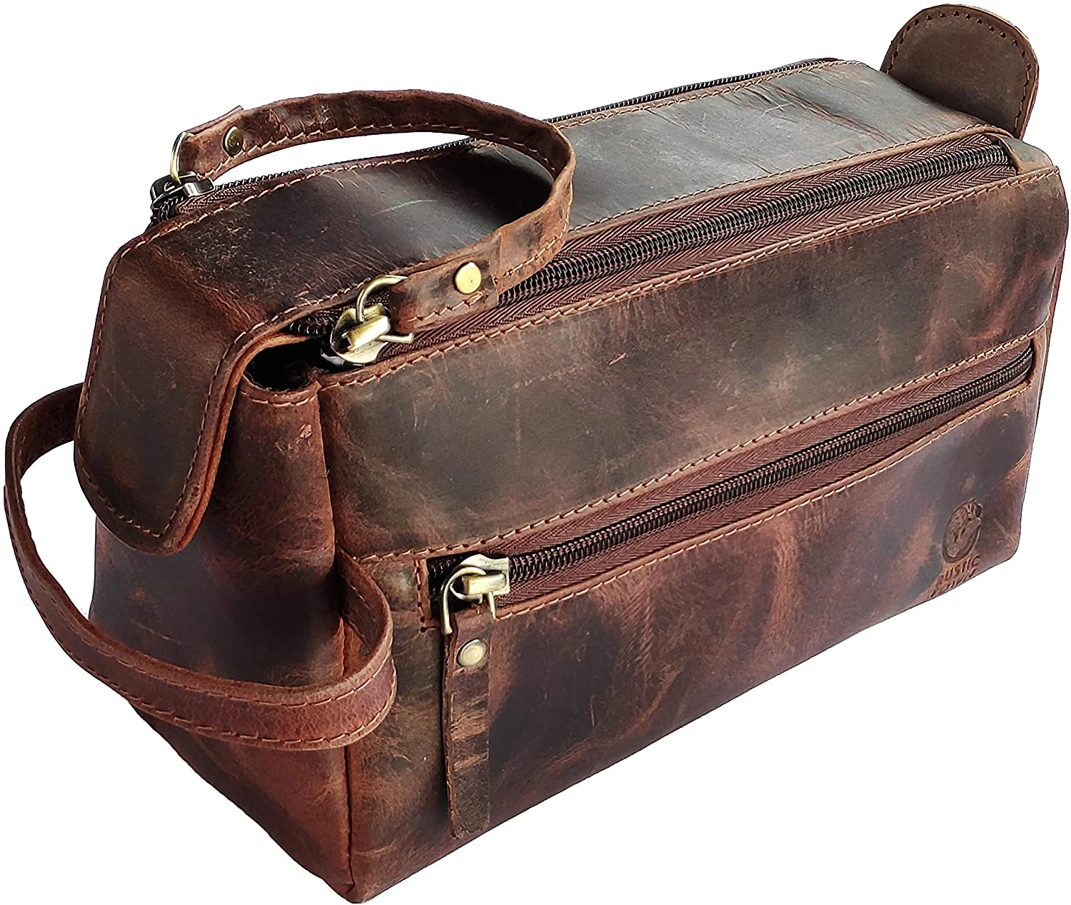Rustic Town Necessaire Masculina Vintage de Couro Genuino