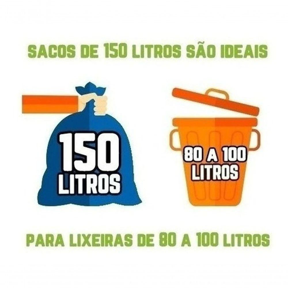 Saco de Lixo Kit 300un de 150l Reforçado Uso Geral Azul Higipack