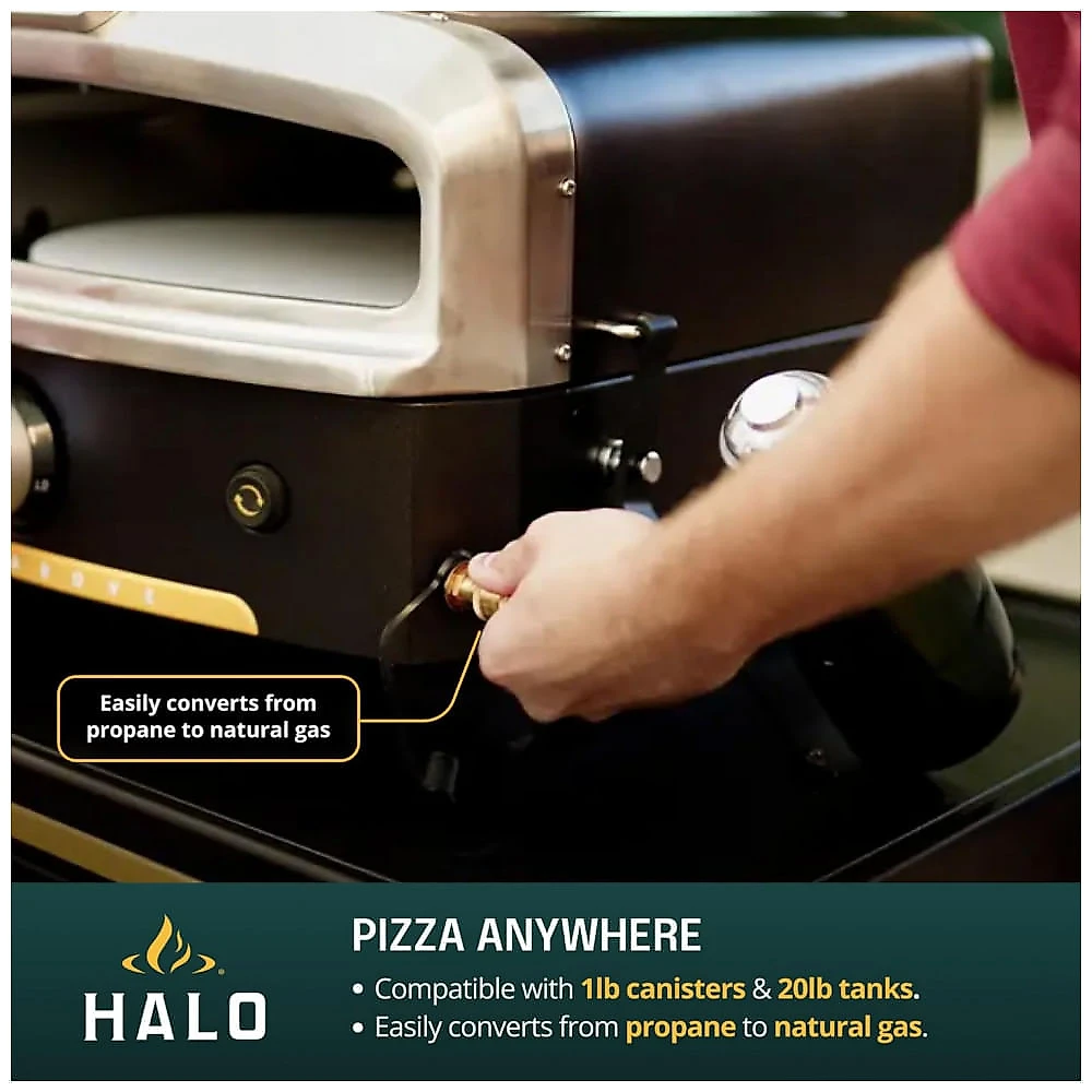Forno de Pizza HALO Versa 16 a Gás Propano Pedra Refratária Giratória 40,6 cm Alta Temperatura Portátil Externo