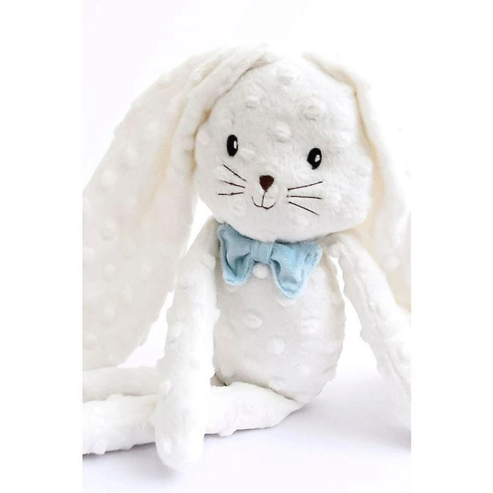 Pelucia Coelho Laço Azul Orelhas Longas 43cm Branco Zip