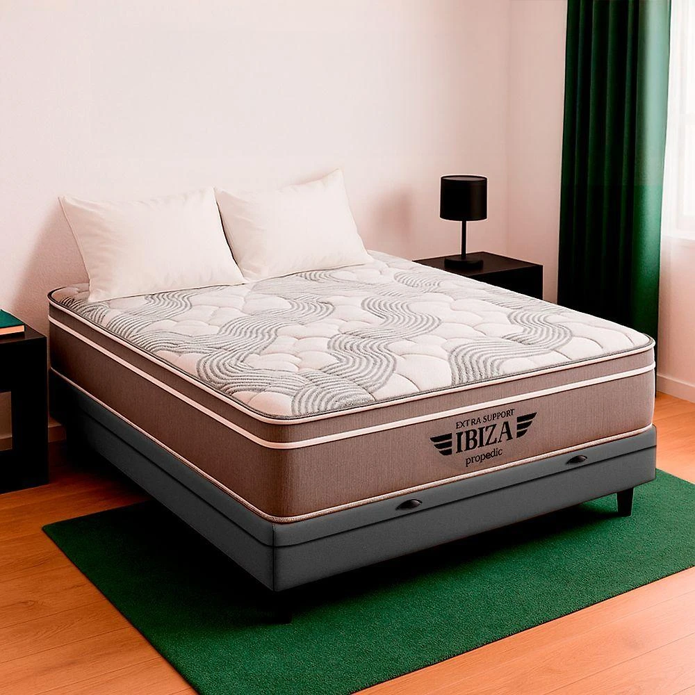 Cama Box Baú Casal Cinza E Colchão Ibiza Molas Vstore