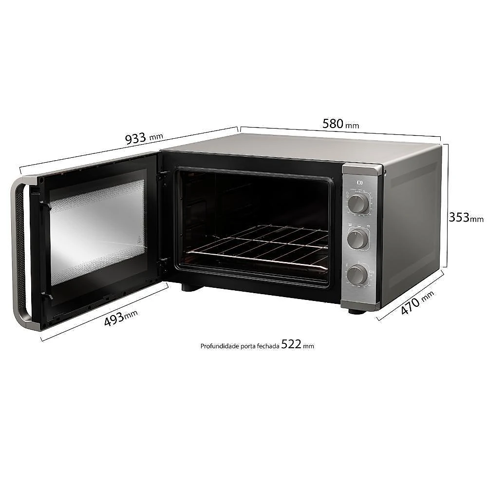 Forno Elétrico De Bancada Mueller Espelhado 50 Litros E 3 Modos De Assar MFB50K Cinza 220V