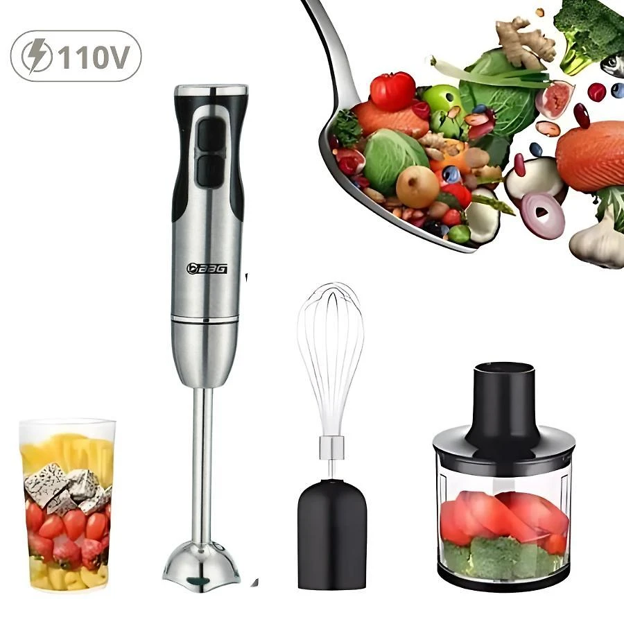 Miniatura Mixer Processador Inox 4 Em 1 500W 110V - Alta Potência