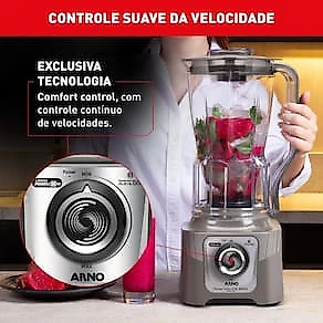 Liquidificador Arno Power Max XXL LN87 2200W* Jarra 2,25L 6 Lâminas Powelix Cinza 110V
