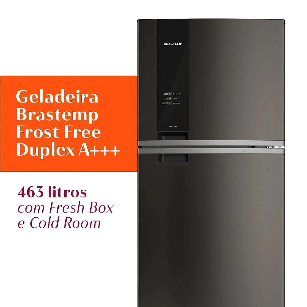 Geladeira Frost Free Duplex Brastemp Eclipse Collection A+++ 463L Black Inox Fresh Box e Cold Room BRM55FE 127V