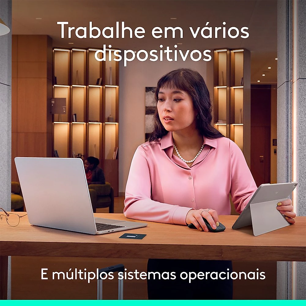 Mouse Sem Fio Logitech Mobi Fold Dobrável com Touch scroll e 4K DPI Grafite - 910-007601