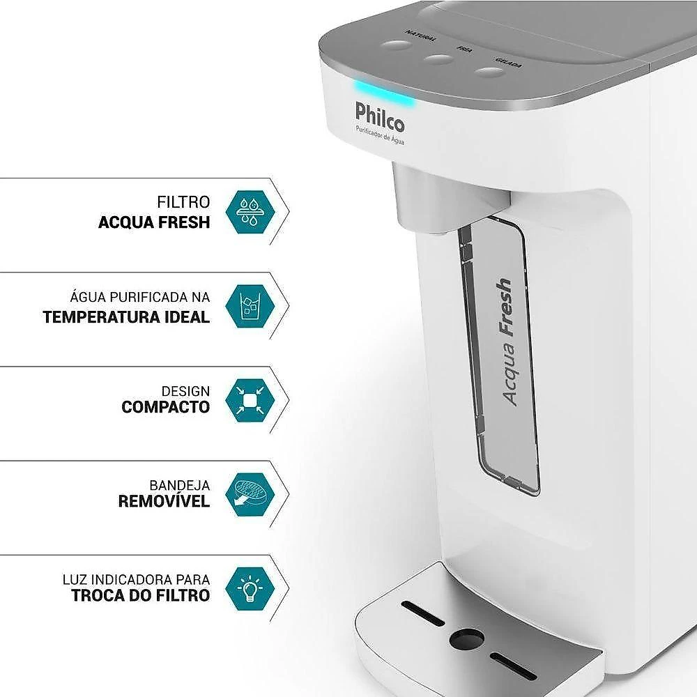 Purificador de Água de Bancada Philco PPU12A Acqua Fresh Água Natural e Gelada Branco Bivolt