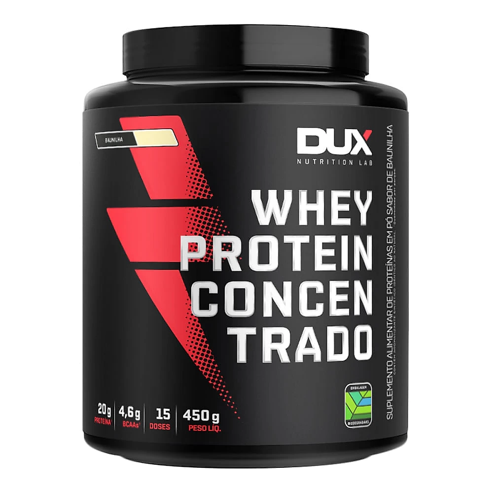 Miniatura Whey Protein Dux Concentrado Sabor Baunilha 450g